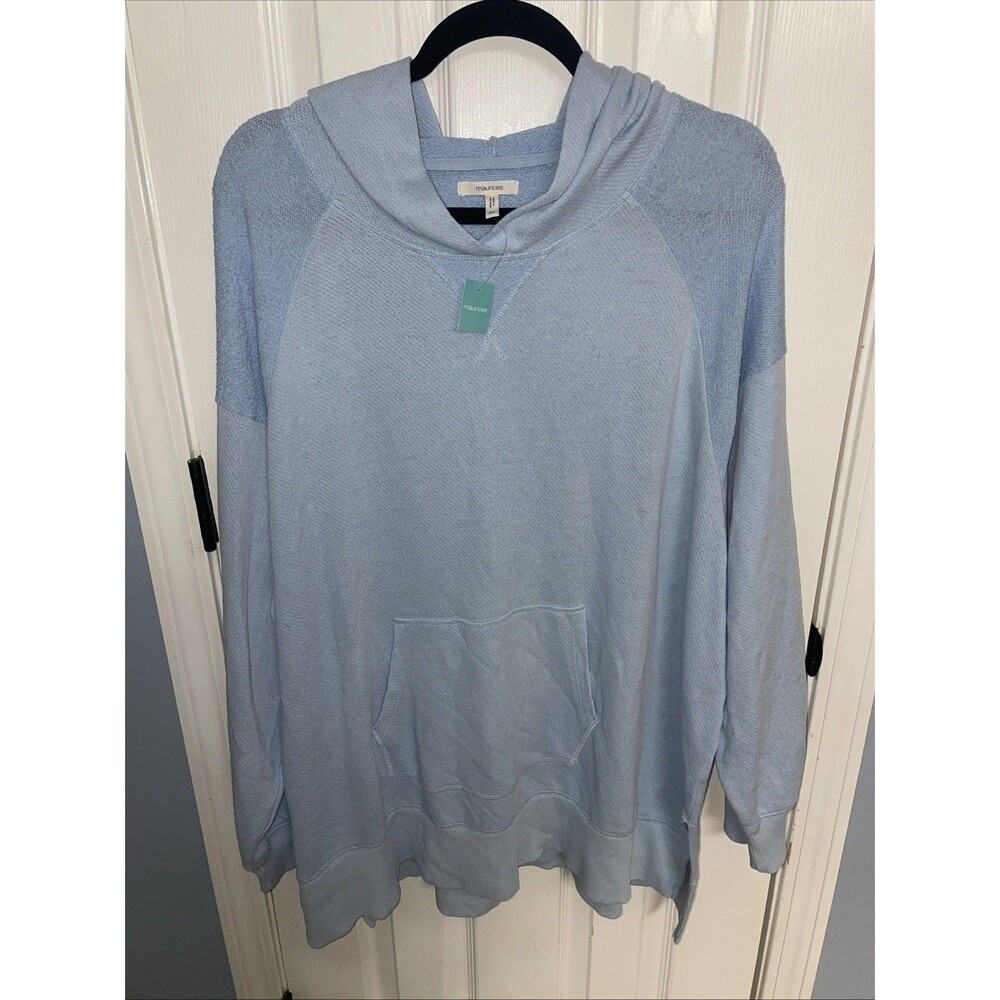 Maurices 2X Blue Cotton Sweater With Hood And Front Pocket- New With Tags